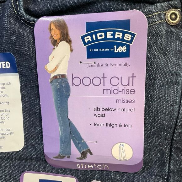 Lee Riders Bootcut Womens Jeans Sz 10P Blue Mid Rise Dark Wash 5-Pocket Stretch - Picture 8 of 15